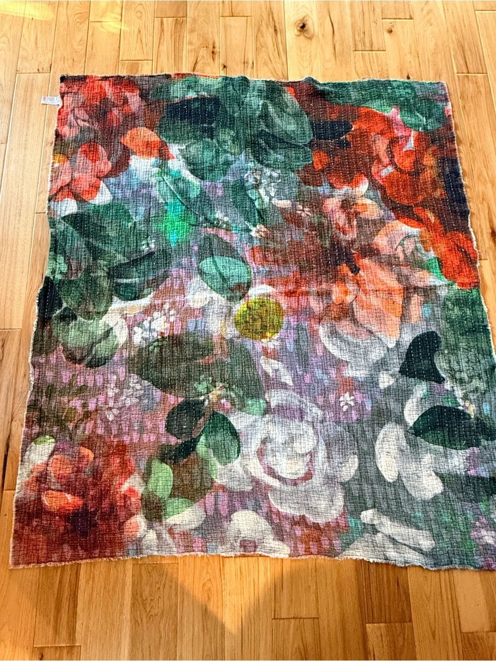 Anthropologie Multicolor Floral Watercolor Throw Blanket